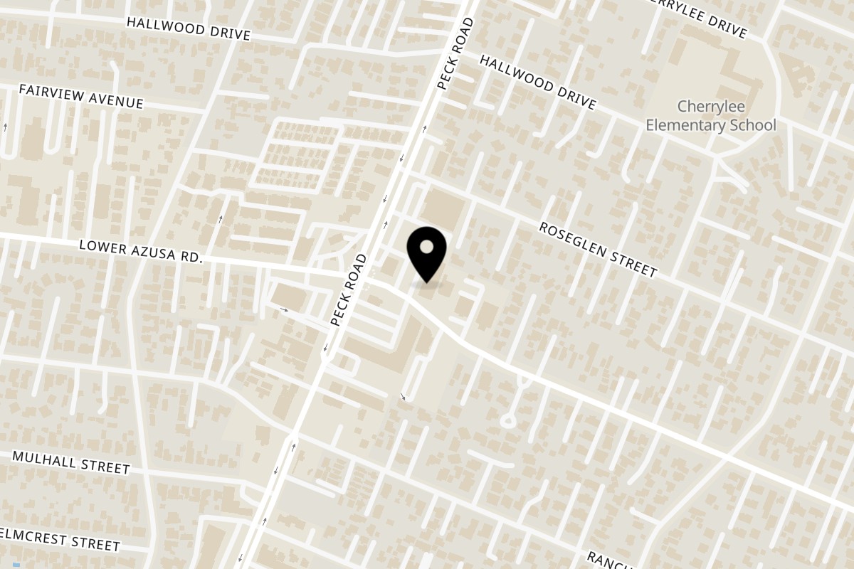 Map showing the location of Valley Super Burgers El Monte on 11629 Lower Azusa Rd Ste b in El Monte